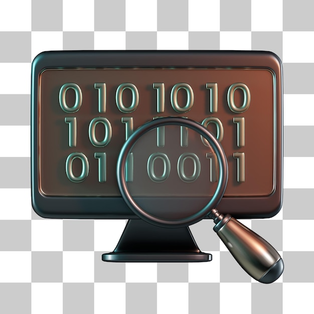 PSD desktop binary search 3d icon