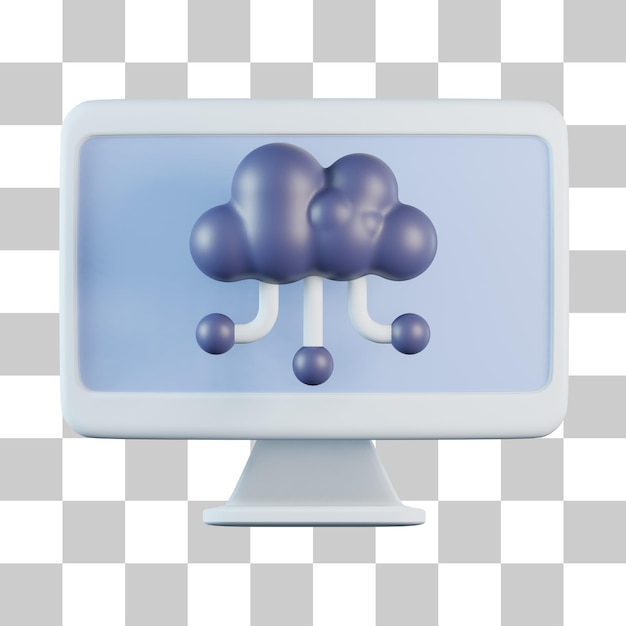 PSD desktop cloud connection 3d icon