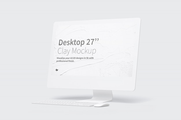 キーボードとマウスを備えたデスクトップコンピューターのモックアップ