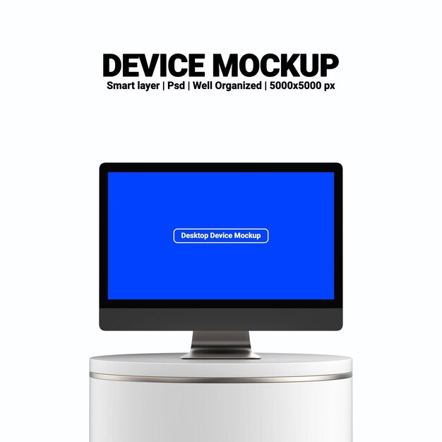 PSD mockup di rendering 3d dello schermo del computer desktop con design modificabile e sfondo trasparente