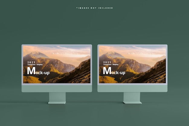 PSD desktop computer screens mockup