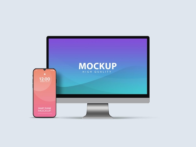 Desktop Computer and Smartphone Mockup