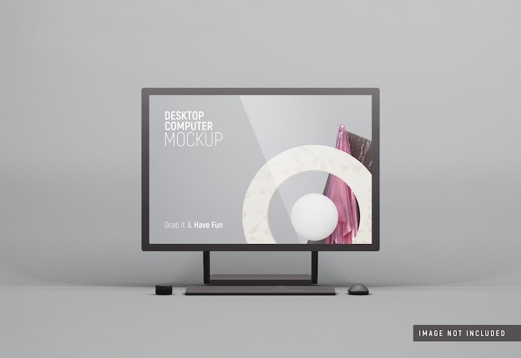 PSD desktop computer surface studio zwarte klei mockup