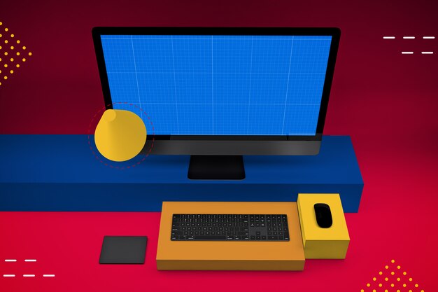 Computer desktop con schermo mockup