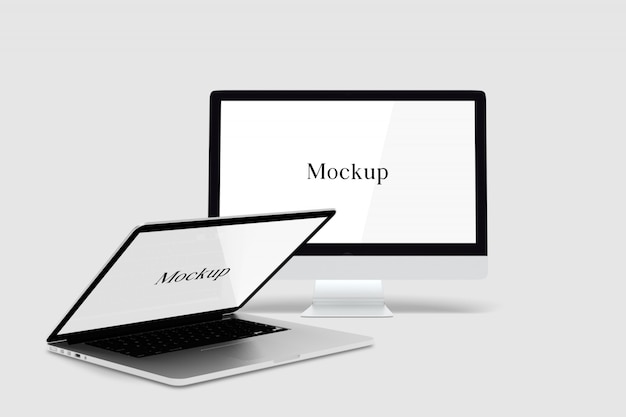 Desktop and laptop mockup