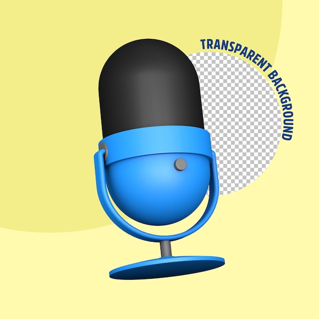 Desktop microphone icon in blue color for Podcast with transparent background 3D rendering