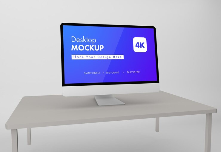 3D 렌더링의 데스크탑 목업 디자인