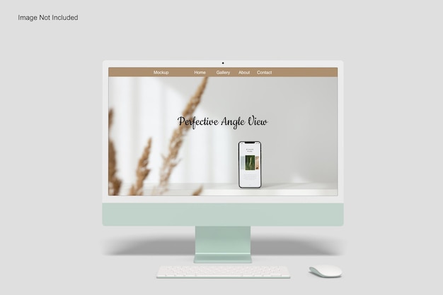 Desktop screen mockup vooraanzichthoek