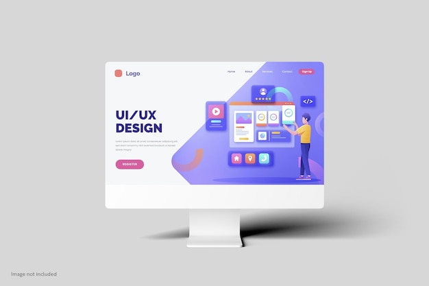 PSD mockup dello schermo del desktop
