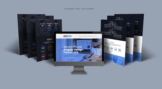 Desktop screen website presentation mockup