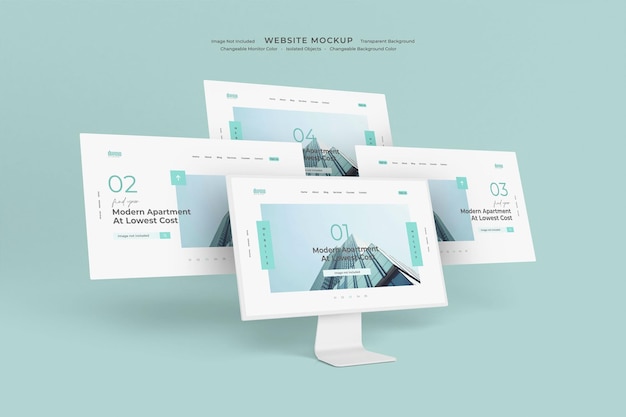 PSD desktop screen with website presentation mockup isolated