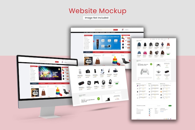 PSD desktop screen with website presentation mockup
