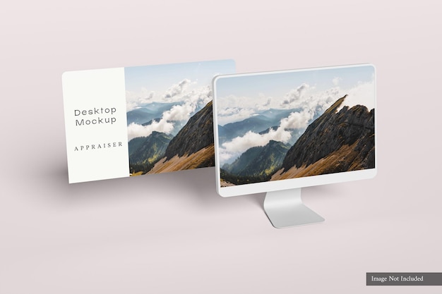 Desktopscherm met mockup voor websitepresentatie