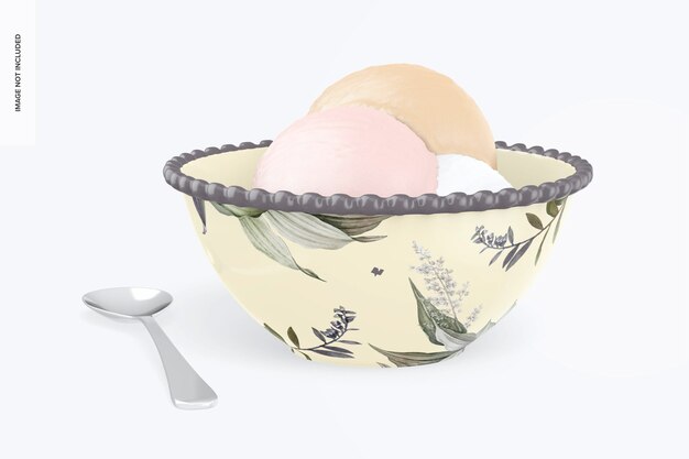 Dessert bowl with spoon mockup