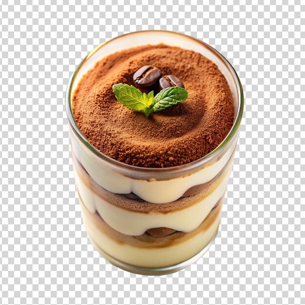 PSD dessert with cream and chocolate cake on transparent background