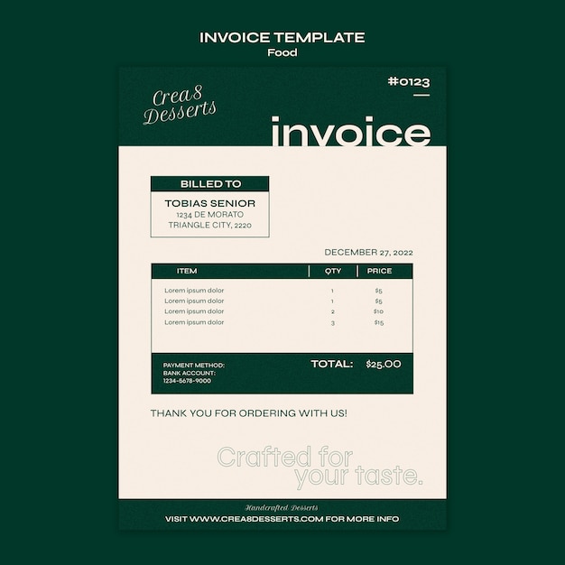 PSD desserts business invoice template