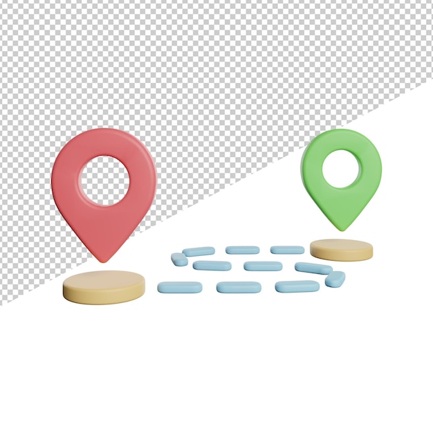 Destination Travel front view 3d icons rendering illustration on transparent background