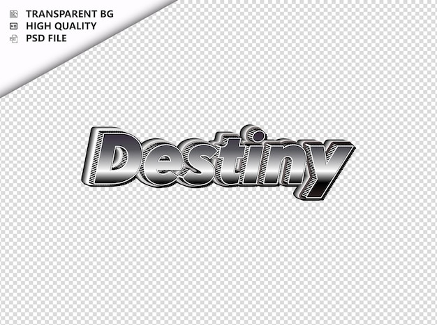 PSD destiny typografie tekst zilveren zwarte psd transparent