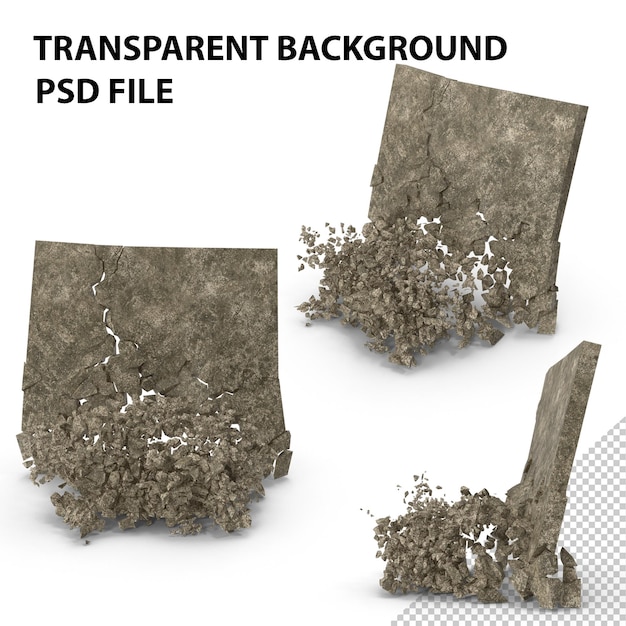 PSD destroyed wall png