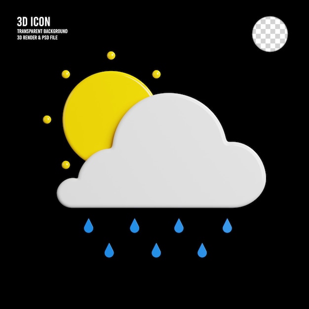 PSD deszcz i słońce ilustracja 3d ikona renderowania