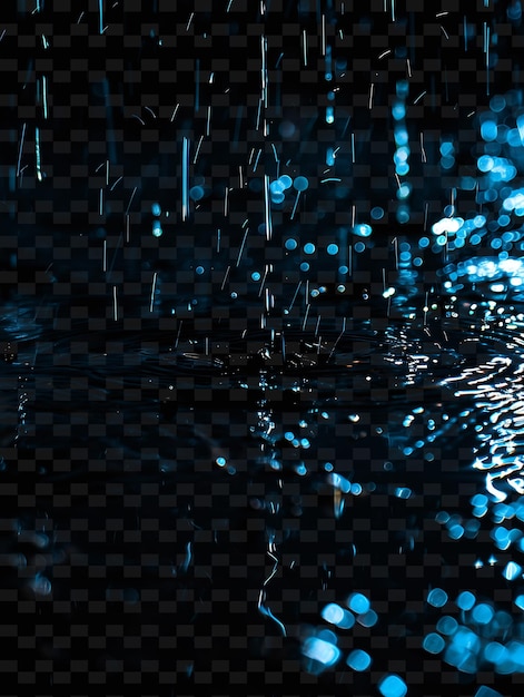 PSD deszcz promieniujący z kropelami powodziowymi i niebieską katastrofą col png neon light effect y2k collection