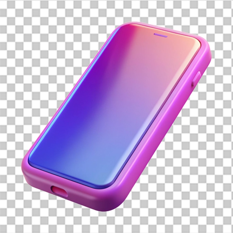 PSD детальная 3d-пластиковая графика современного глянцевого смартфона с яркими цветами