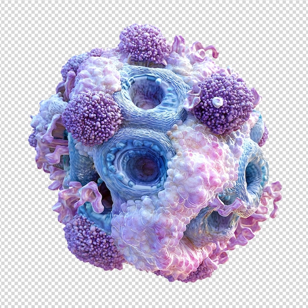Detailed 3D rendering of a vibrant complex virus structure