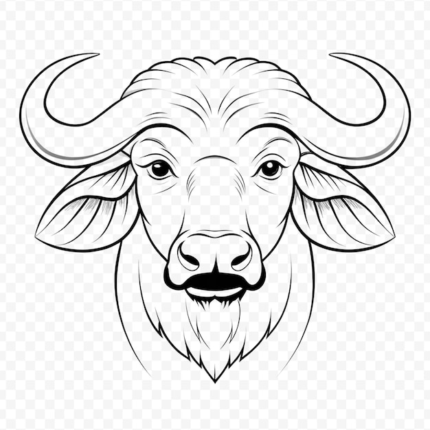 Detailed Animal Line Art Illustration on Transparent Background