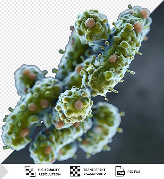 PSD detailed bacteria closeup isolated on transparent background png