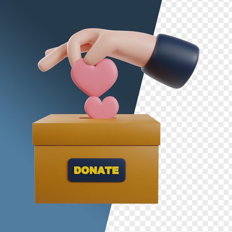 PSD подробное пожертвование 3d-икона рендеринга клипарта