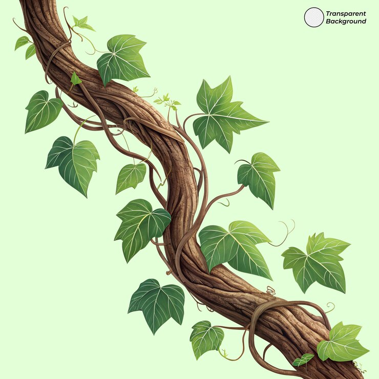PSD detailed illustration of an ivy vine climbing a tree trunk
