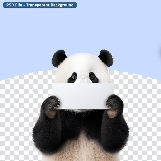 PSD Детальное изображение панды, сжимающей пустой документ