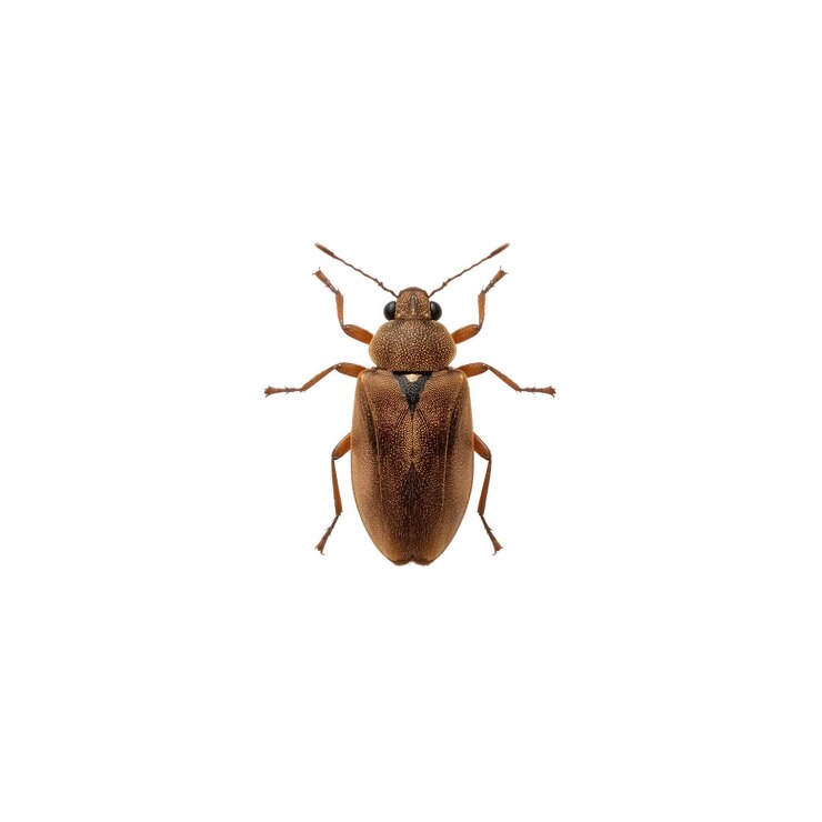 PSD detailed macro shot of a brown beetle isolated on white background