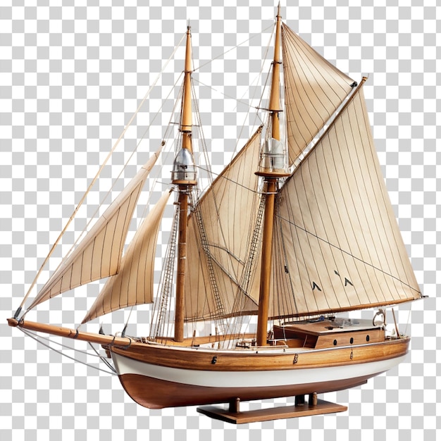 PSD 透明な背景に隔離された詳細な帆船モデル