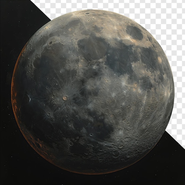 Detailed Moon Isolated on Transparent Background