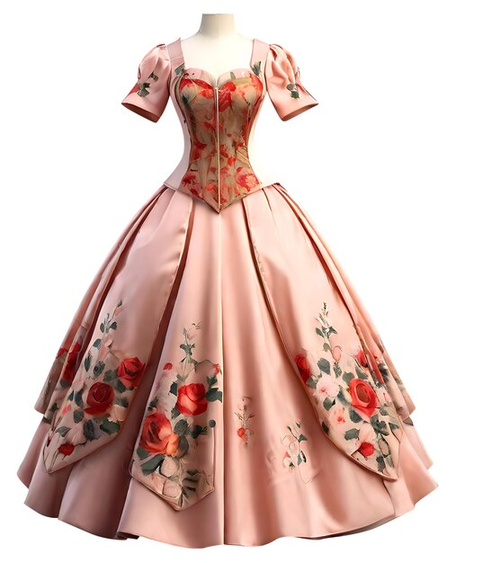 Detailed Pink Gown Dress PSD