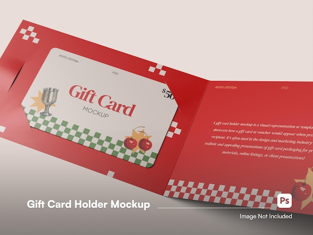 Detailed shot gift card holder 3d render isolated mockup psd