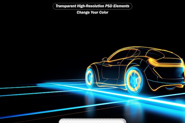 PSD detailed silhouette of sports car driving at high speed