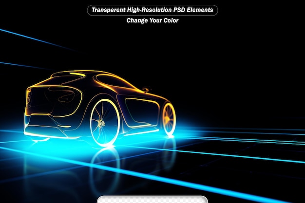 PSD detailed silhouette of sports car driving at high speed