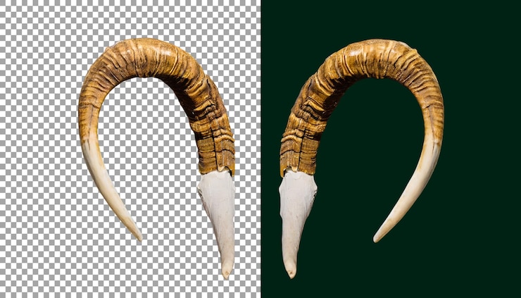 PSD детальные и текстурированные рога животных на прозрачном фоне png psd