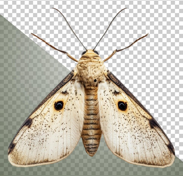 PSD detailed view of a moth with unique markings cut out stock png