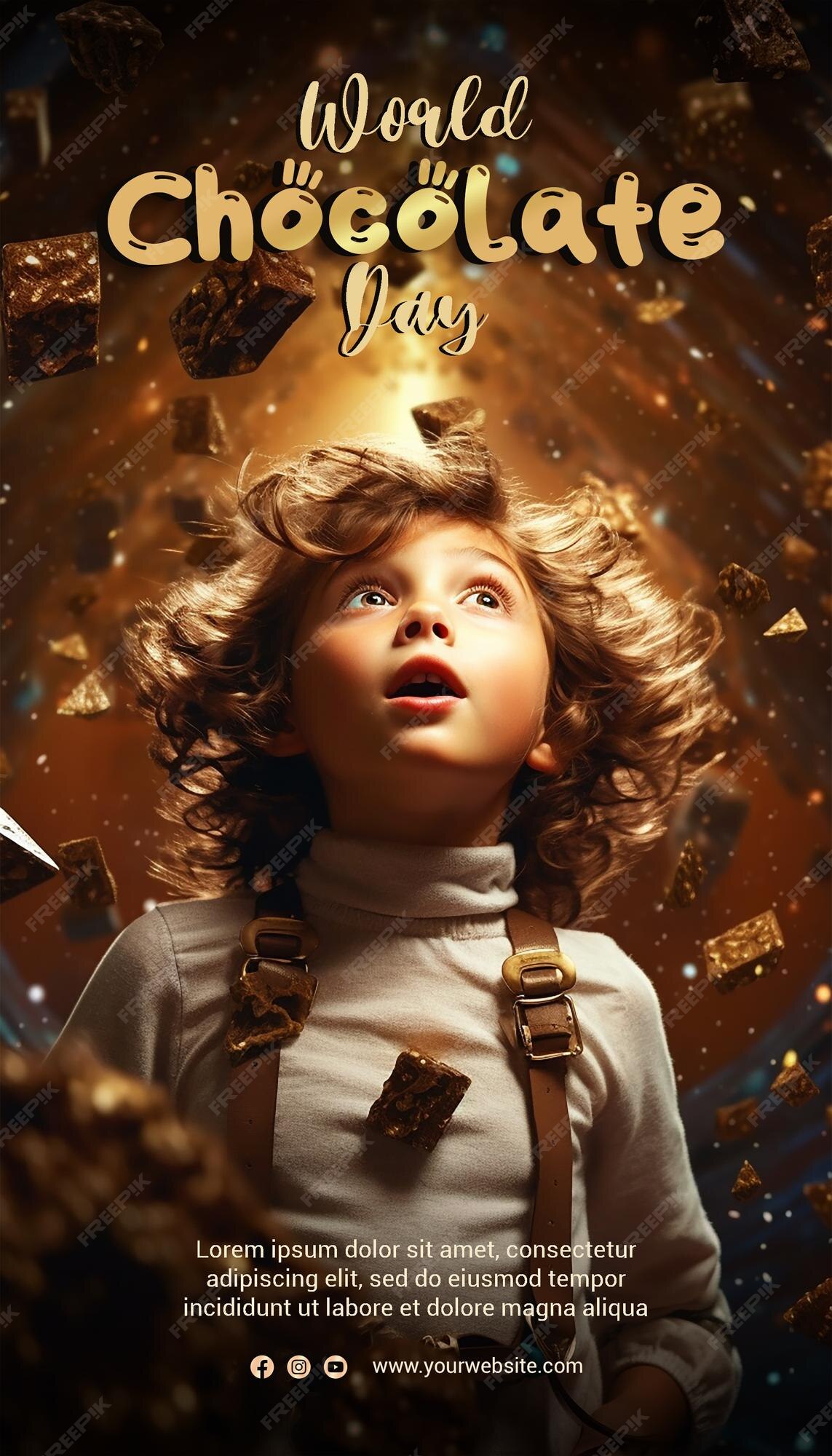 Premium PSD Detailed world chocolate day poster