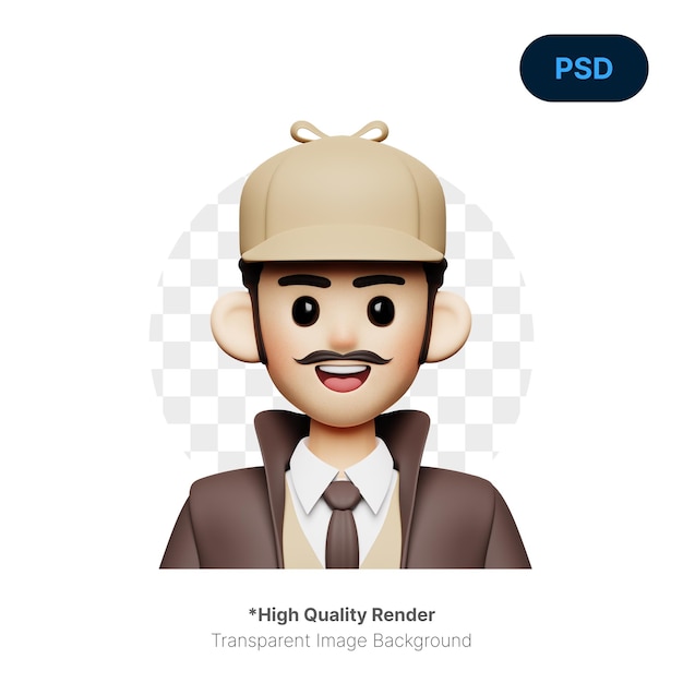 Detective personaggio 3d premium psd