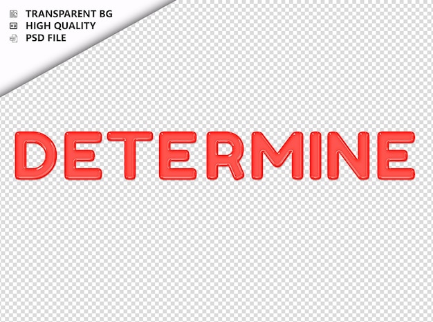 PSD determine typography red text glosy glass psd transparent