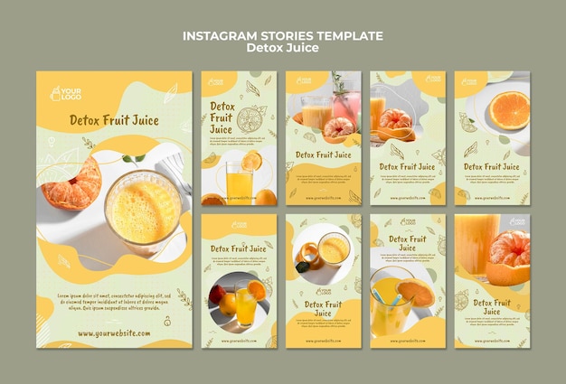 PSD detox juice concept instagram stories template