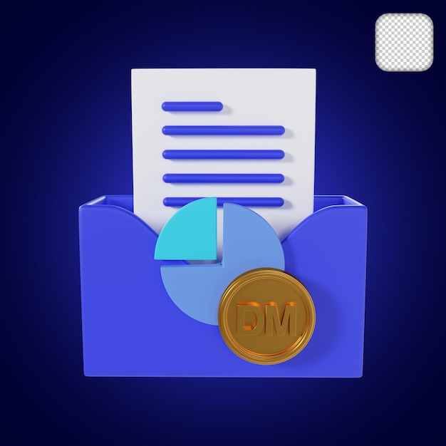 Deutsche mark chart currency folder 3d illustration