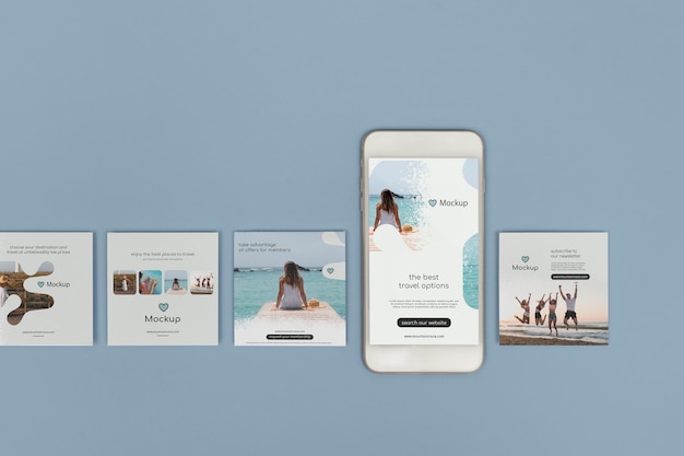 ソーシャルメディア用のデバイスとバナーのモックアップ
