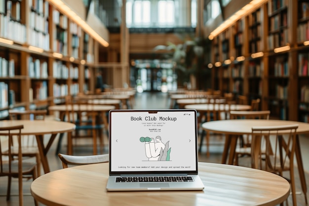 Device and books in library  mockups