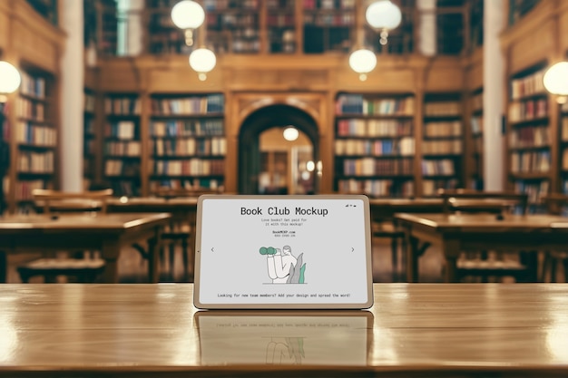 Device and books in library  mockups