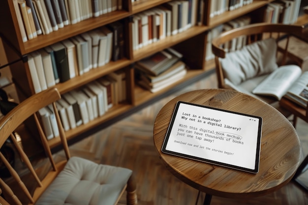 Device and books in library  mockups